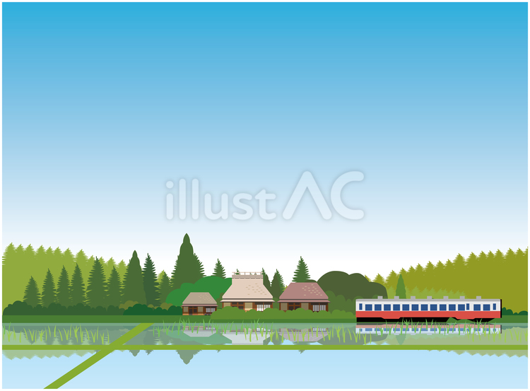 夏の日本の田舎風景 夏,夏季,自然のイラスト素材