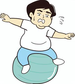 ダイエットでバランスボールに乗る男性 ダイエット,減量,バランスボール,トレーニング,運動,エクササイズ,健康,生活改善,肥満,太るのイラスト素材