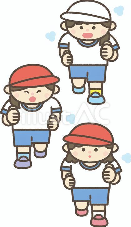 マラソンをする子ども_正面_女子