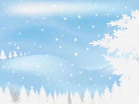 雪が舞う森の背景 雪,雪の結晶,森,白銀,フレーム,きれい,おしゃれ,柔らかい,背景,壁紙のイラスト素材