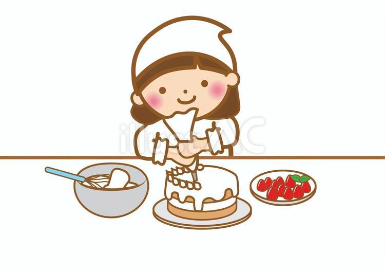 ケーキを作る女の子 ケーキ作り,ケーキ,作るのイラスト素材