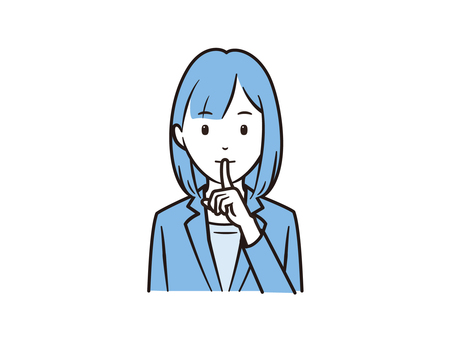 口元に指を当てて静かにの女性イラスト 女性,ビジネス,ol,静かに,スーツ,ビジネスマン,サラリーマン,秘密,内緒,注意のイラスト素材