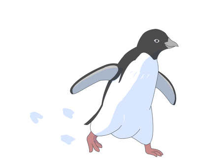 アデリーペンギン（歩く） ペンギン,アデリーペンギン,鳥,動物,南極,歩くのイラスト素材