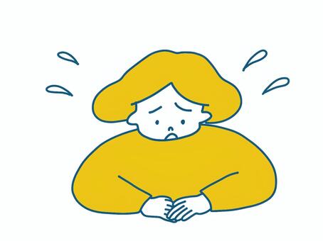 謝る人 謝る,申し訳ない,ごめんなさい,汗,頭を下げる,かわいい,シンプル,手描き,ゆるい,線画のイラスト素材