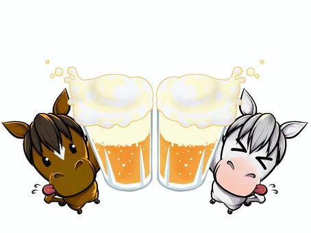 新年会 新年会,午,馬,ビール,乾杯,宴会,干支,新年のイラスト素材