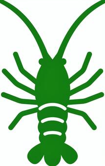 ピクトグラムの緑の伊勢海老です。 伊勢海老,シンプル,エビ,ロブスター,甲殻類,シーフード,魚介類,海産物,お祝い,高級のイラスト素材