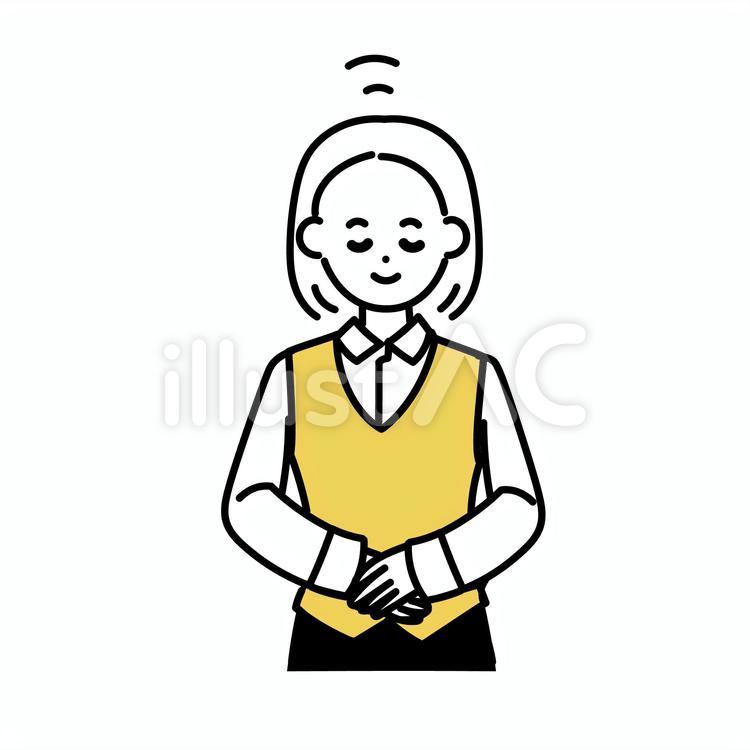 お辞儀をする制服の女性 お辞儀,人物,女性のイラスト素材
