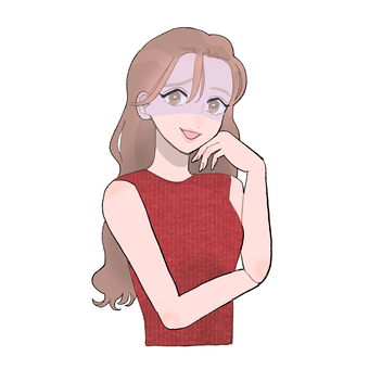 いじわる美女B 美女,美人,ノースリーブ,女,人,ロングヘア,パーマヘア,いじわる,バカにする,高飛車のイラスト素材
