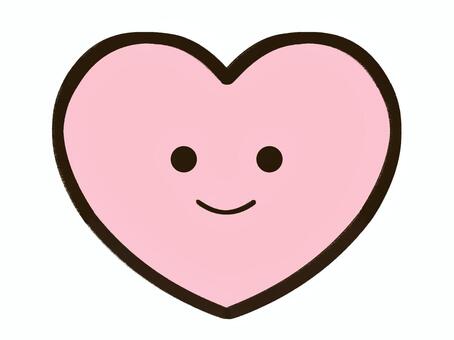 手書き_ハートのキャラクター_01 手書き,ハート,ピンク,キャラクター,ゆるい,かわいい,シンプル,落書き,線画,恋のイラスト素材