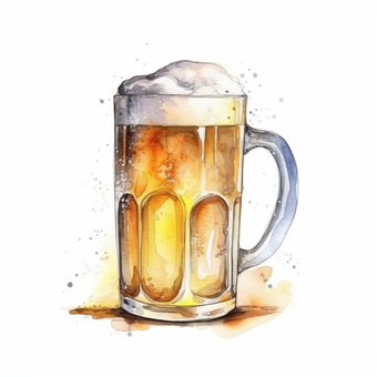 Illustration, watercolor, beer, liqueur, 