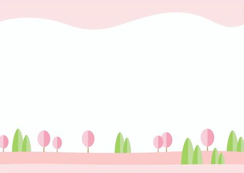 春の桜の背景 春のイラスト素材05 春,桜,背景,さくら,花,桜の木,3月,4月,木,桜並木のイラスト素材