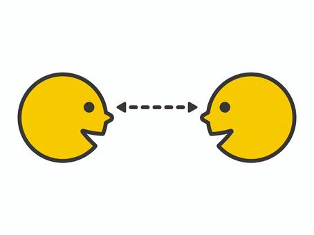 目を見て話す二人（カラー） 目線,視線,目,合わせる,見つめる,アイコンタクト,見る,合う,コミュニケーション,二人のイラスト素材