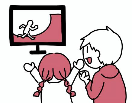 children watching tv, , JPG and PNG