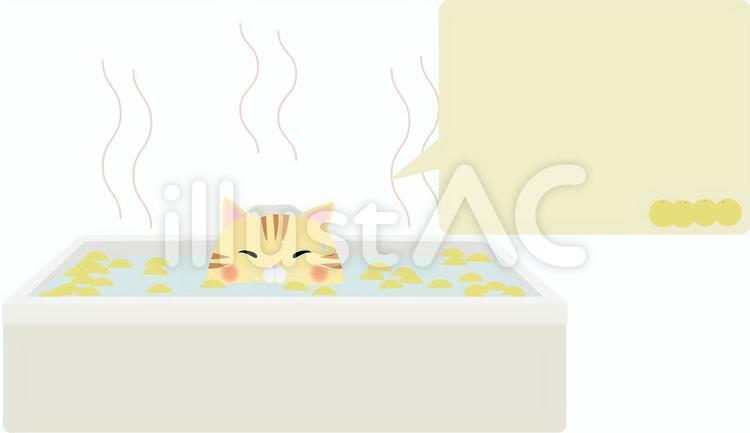ゆず湯_ちゃとら_吹き出し ゆず湯,猫,ちゃとらのイラスト素材