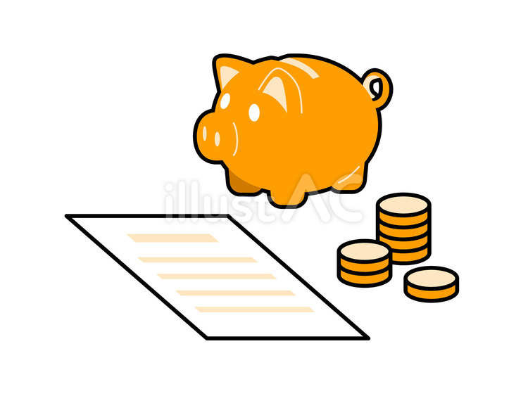 貯金と書類のイラスト01 ビジネス,現金,お金のイラスト素材
