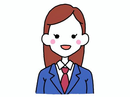 女子中高生（バストアップ） 中学生,高校生,女子,バストアップ,笑顔,手描き,シンプル,線画,人物のイラスト素材