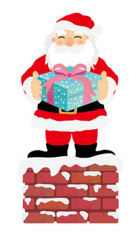 プレゼントをもつサンタクロース1 サンタクロース,クリスマス,12月,おじいさん,ひげ,聖夜,かわいい,シンプル,冬,プレゼントのイラスト素材