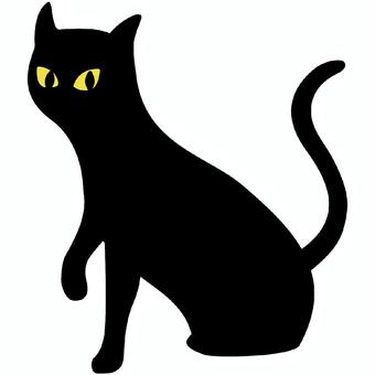 クロネコ 黒猫,動物,黒,ネコ,魔女,魔法使い,ハロウィン,猫目,目,シルエットのイラスト素材