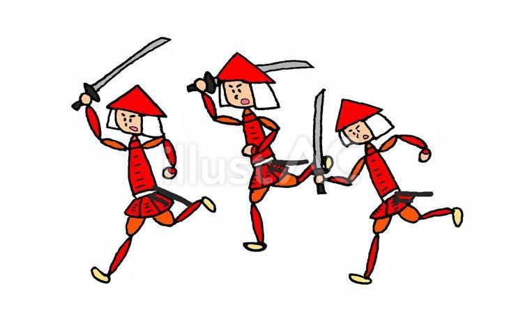 赤備えの足軽たち 武士,侍,武者のイラスト素材