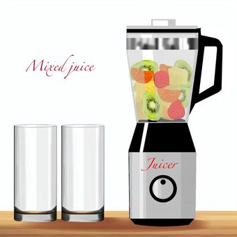 ミックスジュースをジューサーで。 ミックスジュース,ジューサー,ミキサー,家電,グラスのイラスト素材