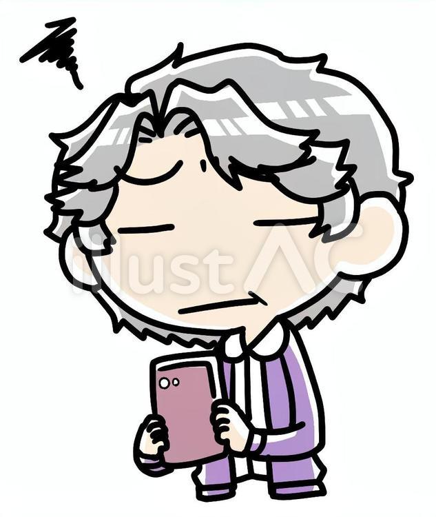 スマホで嫌な気分になるおばあさん スマホ,スマートフォン,嫌のイラスト素材