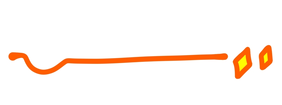 凹みとキラキラの飾り線（オレンジ） 線,ライン,下線,凹み,キラキラ,マーク,特徴的,アンダーライン,素材,飾りのイラスト素材