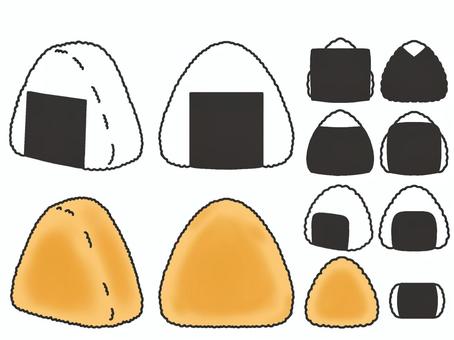 おにぎりと焼きおにぎり　色あり おにぎり,焼きおにぎり,デフォルメ,シンプル,黒のイラスト素材