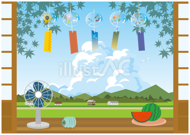 日本の夏風景 夏,夏季,田舎のイラスト素材