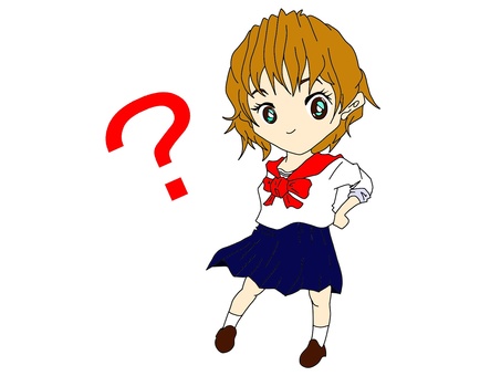 Girl Hatena Question School Uniform Uniform Whole Body, girl, female, woman high student, JPG and PNG