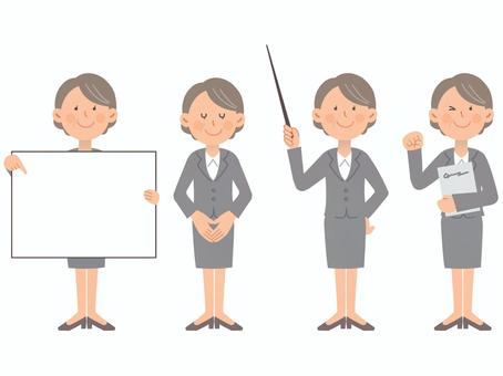シニア女性社員_全身02 シニア,女性,主婦,高齢者,中高年,お母さん,年配,シルバー,おばあちゃん,50代のイラスト素材