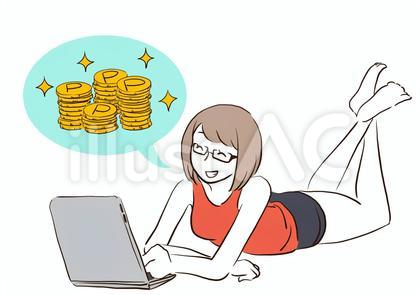 寝たまま大量のポイントを稼ぐ女性