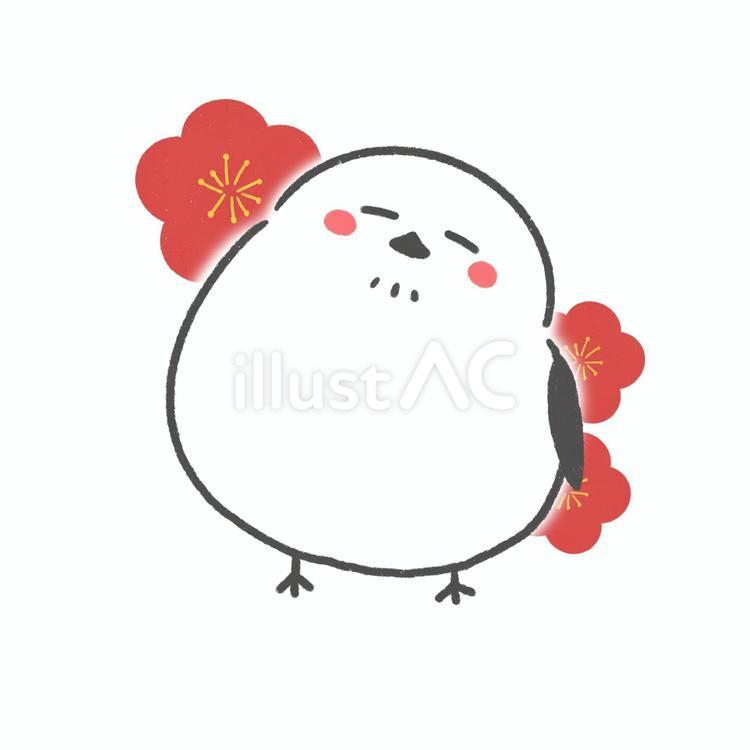 梅の花とシマエナガ シマエナガ,鳥,野鳥のイラスト素材