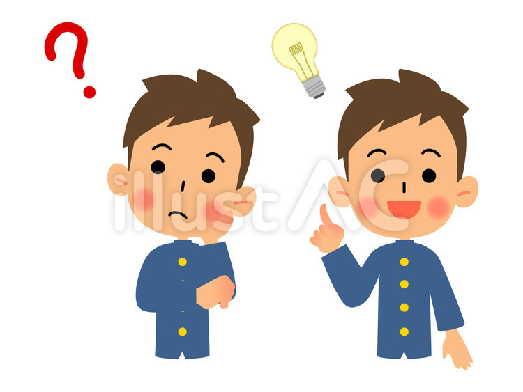 男子学生疑問と解決 中学生,高校生,素材のイラスト素材