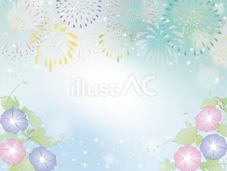 花火とあさがおの夏背景3 夏休み,花火,夏祭りのイラスト素材