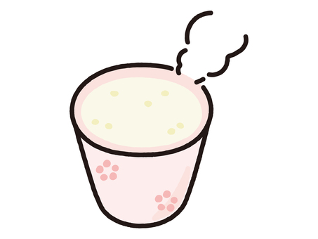 花柄容器に入ったあったか甘酒 甘酒,和,和風,ドリンク,温かい,和スイーツ,発酵食品,麹,米麹,酒粕のイラスト素材