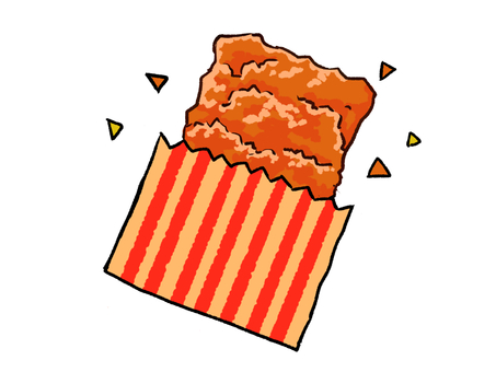 フライドチキン フライドチキン,ホットスナック,チキン,食べ物,おかず,紙パック,コンビニ商品,あげもの,軽食,おやつのイラスト素材