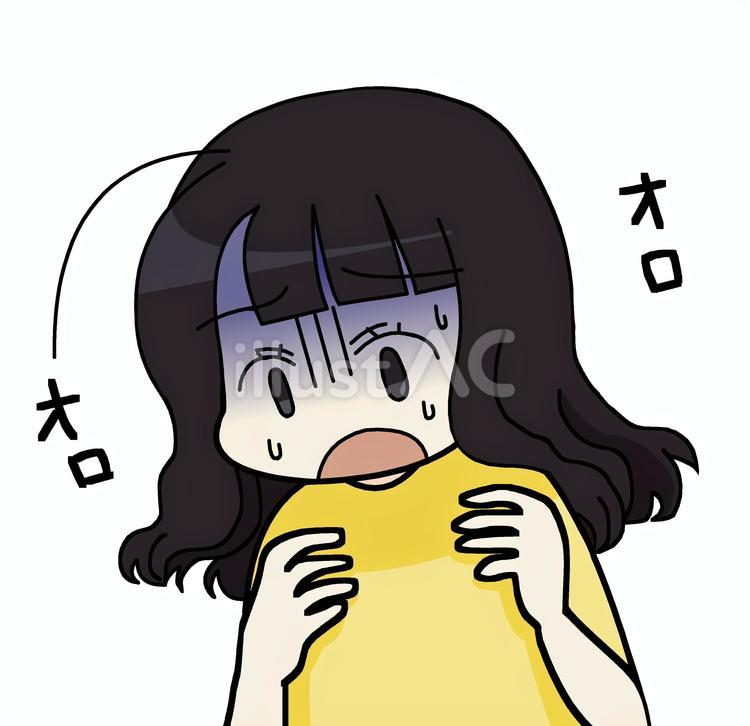 オロオロしてる女性 人物,狼狽える,慌てるのイラスト素材