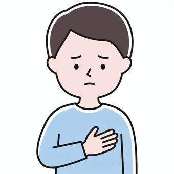 乳癌を疑う 上半身 胸-影 SHM 男性,男性乳がん,乳がん,乳がん検診,希少がん,brca2,遺伝性乳がん,しこり,悪性,乳腺のイラスト素材