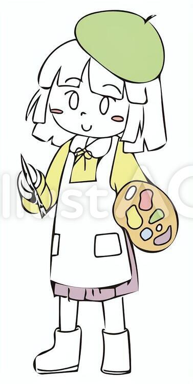 お絵描き女の子 お絵描き,女の子,パレットのイラスト素材