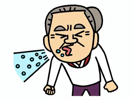 くしゃみ くしゃみ,ウイルス,細菌,病気,エチケット,風邪,花粉症,人物,女性,おばあちゃんのイラスト素材