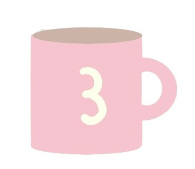 コップ カップ,Ｃａｆｅ,Cafe,カフェ,コーヒー,お茶,３,③,ＮＯ,数字のイラスト素材