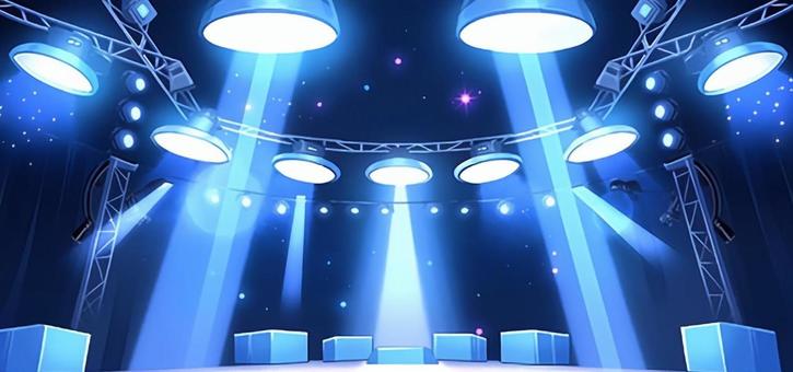 Illustration, stage, spotlight, light blue, 