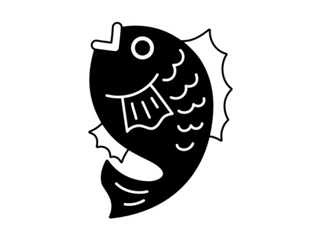 鯛/モノクロ 鯛,めでたい,めで鯛,縁起物,縁起,正月,正月料理,魚,魚類,単体のイラスト素材