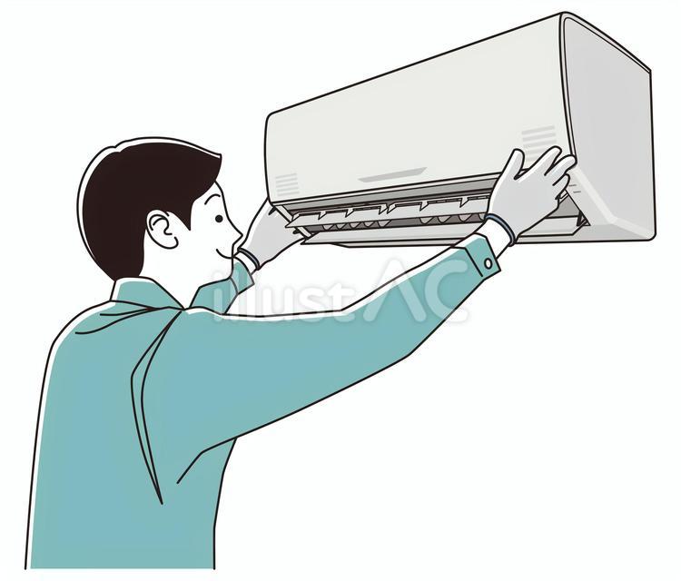エアコンの取り付け エアコン,クリーニング,冷房のイラスト素材