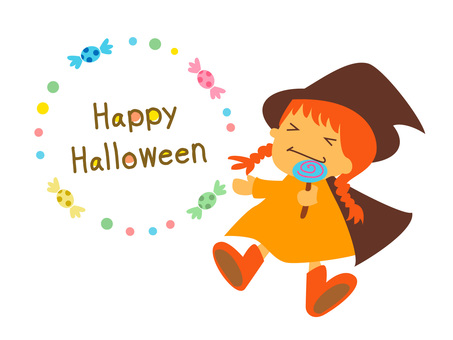 Happy Halloween　ロゴ  メッセージカード,メッセージ,ポストカード,10月31日,フレーム,ロゴ,英語,パーティー,カード,かわいいのイラスト素材