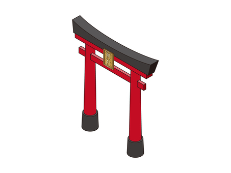 街並みシリーズ 鳥居 鳥居,神社,建造物,アイソメ,アイソメトリック,街並み,アイコン,シンプル,挿絵,ワンポイントのイラスト素材