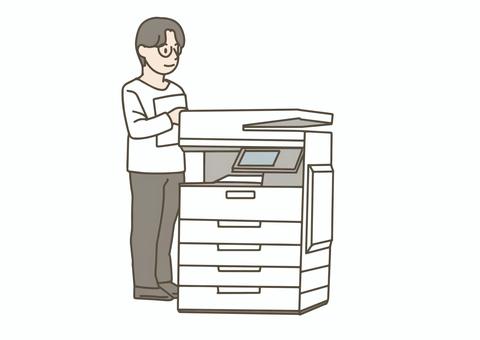 コピー機で資料をコピーする男性 オフィスカジュアル,コピー機,コピー,印刷,資料作成,ビジネスマン,オフィスワーク,書類,ペーパー,プリントのイラスト素材