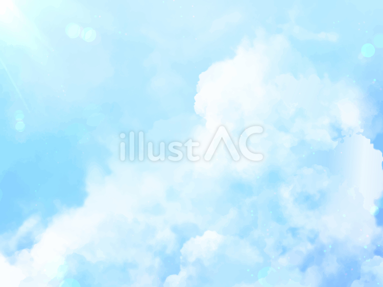 水彩手描きの青空と雲の背景 水彩,青空,空のイラスト素材
