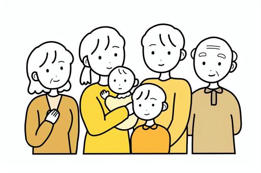 シンプル３世代（y） シンプル,３世代,親子,子ども,家族,ファミリー,女,男,人,兄のイラスト素材