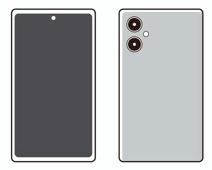 スマートフォン（表裏） スマートフォン,スマホ,携帯,電話,シンプル,カメラのイラスト素材
